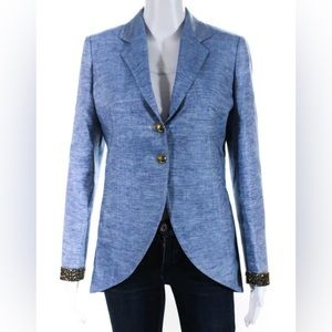 The Extreme Collection Womens Two Button Notched Lapel Blazer Blue IT 42 EUC